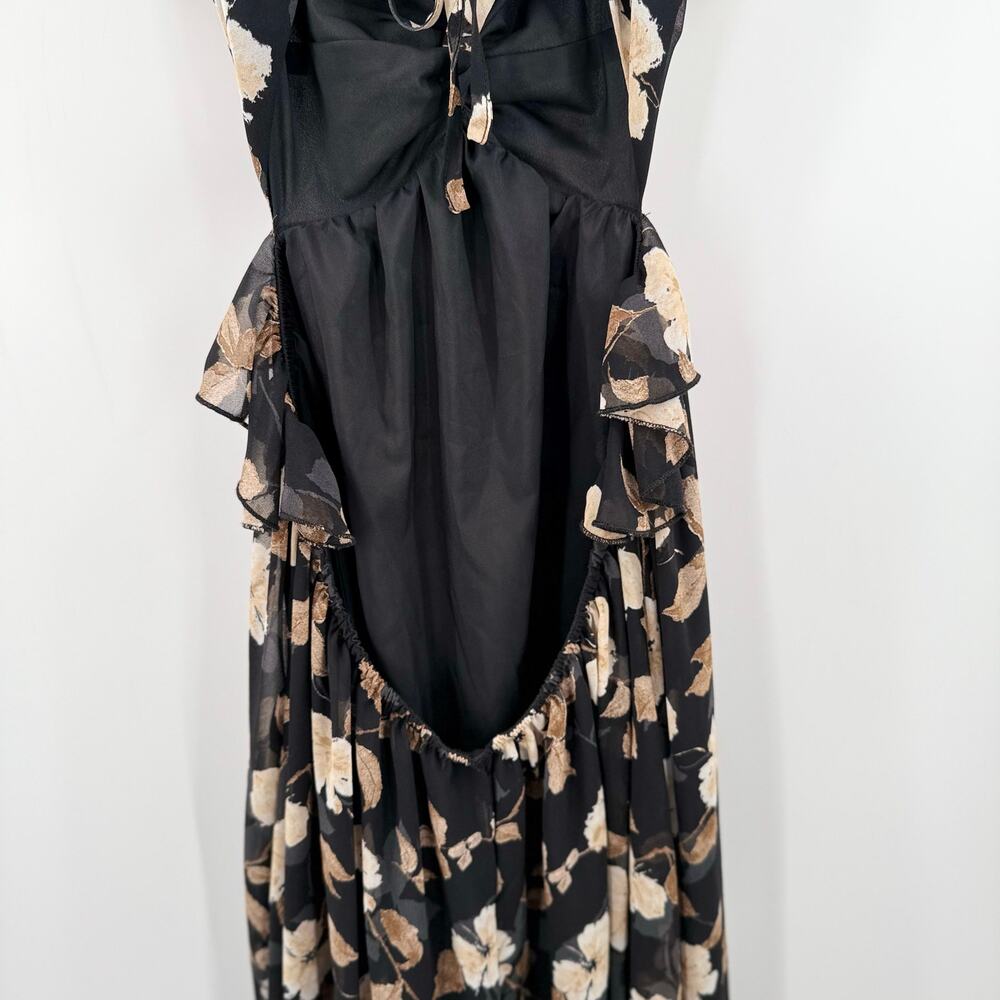 Petal & Pup Lucah Dress Size Large Frill Floral Maxi Wedding Formal Cocktail Blk - Picture 12 of 16